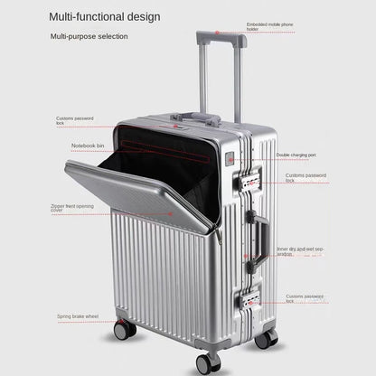 Luggage Large Capacity 2025 New Multi-function Suitcase Aluminium Frame Trolley Case 20/24/27 inch Boarding Cabin Box