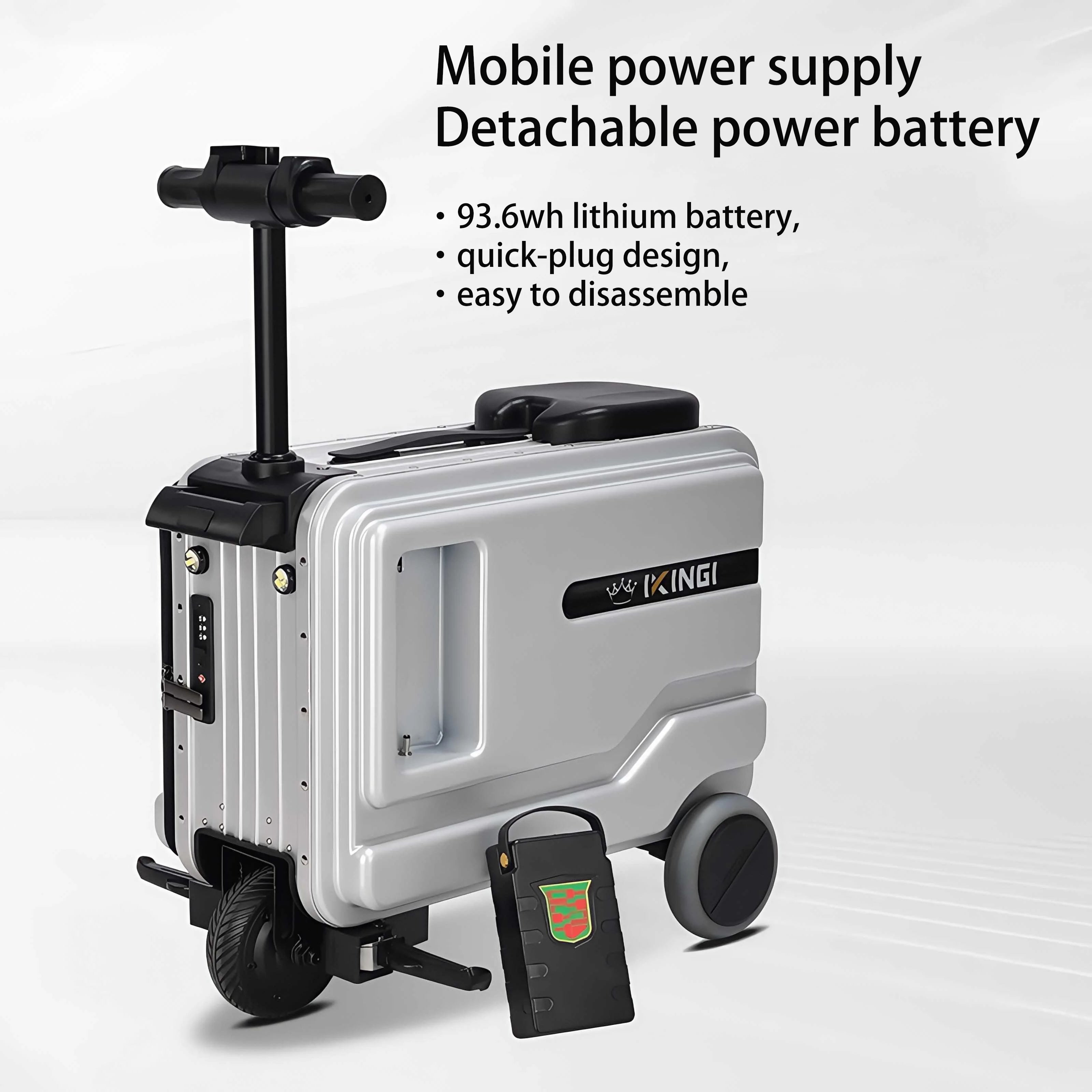 Deluxe Electric Scooter Luggage Children's Cabin Portable Smart Luggage Comfortable Seat Silver Trolley Multipurpose Bag...