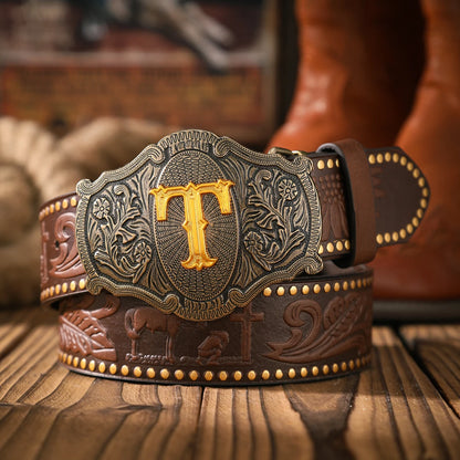 A casual and retro belt, a waist accessory for Western-style clothing, metal buckle, PU belt, suitable for both men and...