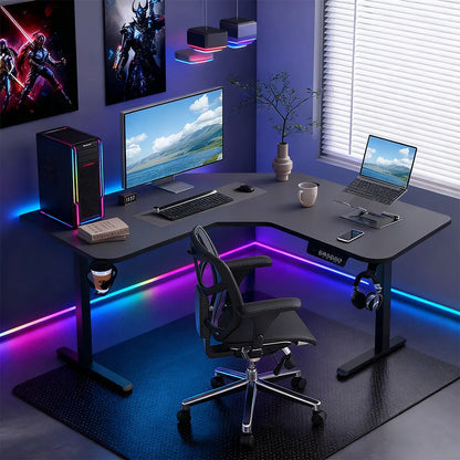 Height-adjustable Desk L Shaped Electric Standing Desk for Study Esports StandUp Corner Computer Desk Home Office Sit Stand Desk - Kimlud