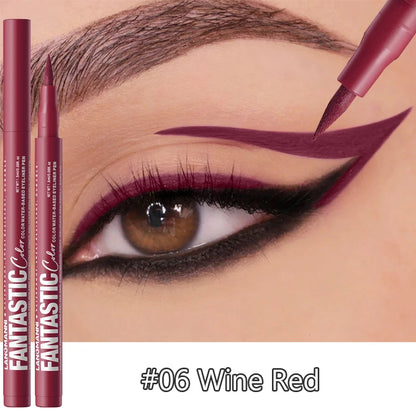 Matte Dark Purple Red Eye Liner Makeup White Liquid Eyeliner Quick-Drying Waterproof Eyeliner Pencil Long-Lasting 12...
