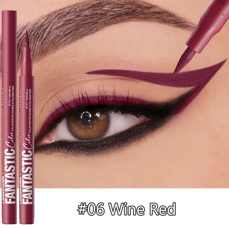Matte Dark Purple Red Eye Liner Makeup White Liquid Eyeliner Quick-Drying Waterproof Eyeliner Pencil Long-Lasting 12...