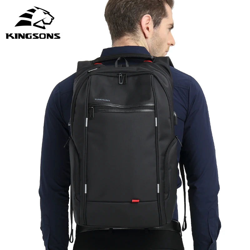 Kingsons Waterproof Men Women Backpack Type-A USB Charge Male Female School Backpacks Anti-theft Laptop Backpack 15.6,17.3 inch