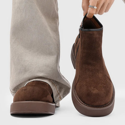 2026 Spring Autumn Fashion Mens Chelsea Boots Square Heels 2.5cm Brand Men Single Ankle Boots Male Footwear Big Size 45 DX738