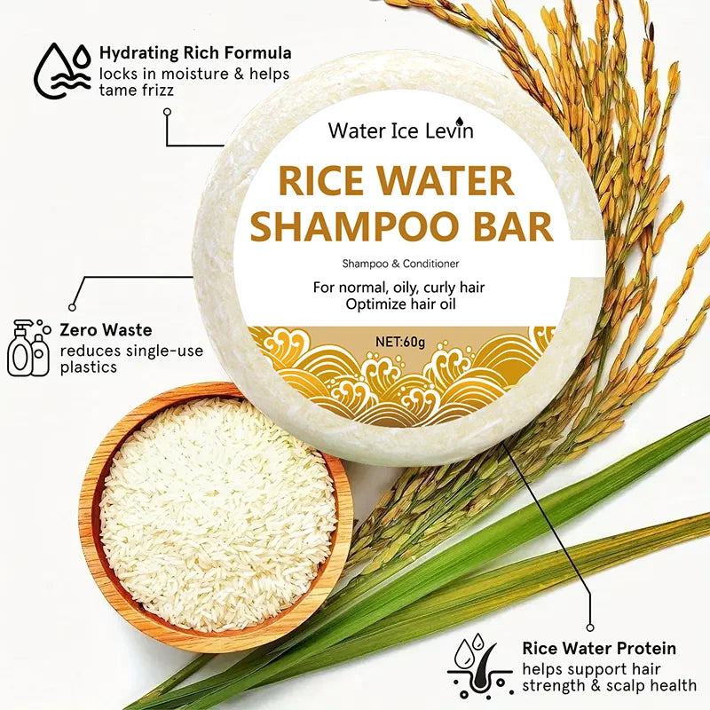 Organic Rice Shampoo Soap Bar Oil Free Conditioning Soap Rice Water Protein Nourishing Anti-loss Hair Hair Growth Soap...