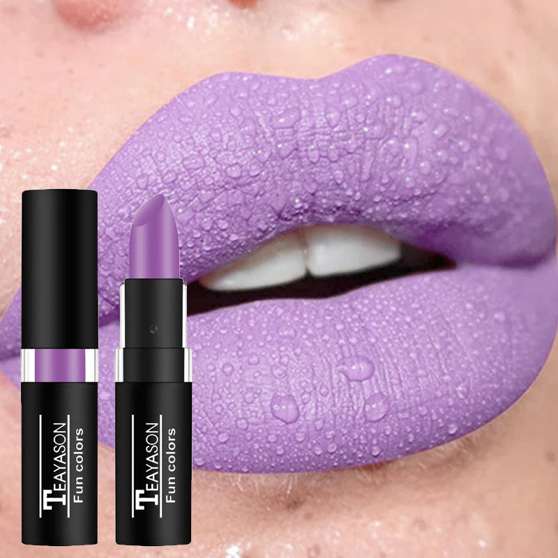Punk Dark Wine Red Lipsticks Waterproof Easy To Color Makeup Sexy Red Lipstick Matte White Black Lip Gloss Facial Body...