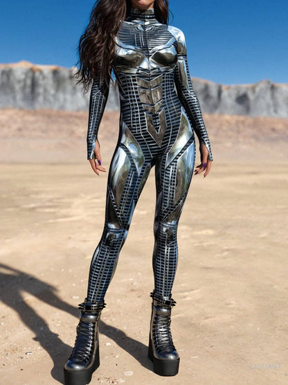 Cyberpunk Future Technology Halloween Carnival Women's Leotard Gothic Cool Jumpsuit 3D Printing Party Role Playing Costume