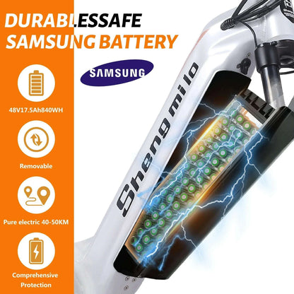 Shengmilo MX06 48V17.5AH 26 Inch Fat Tyre City Electric Bike Men's E-Mountain Ebike Snowmobile e bike 1000W motor E-bike