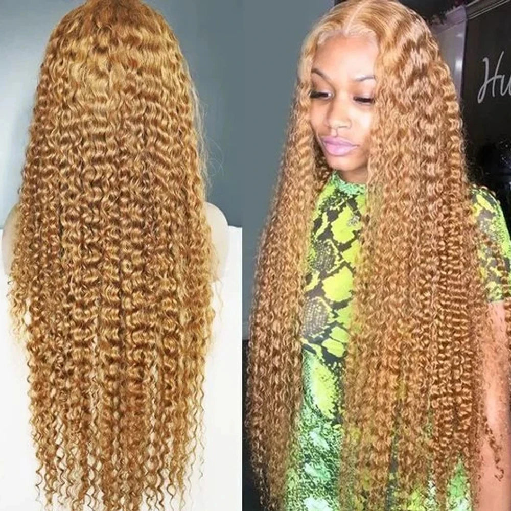 Vietnamese Loose Curly 30 36 Inch Honey Blonde 13x6 HD Lace Front Human Hair Wigs #27 Colored Deep Wave 13x4 Lace Fontal Wig
