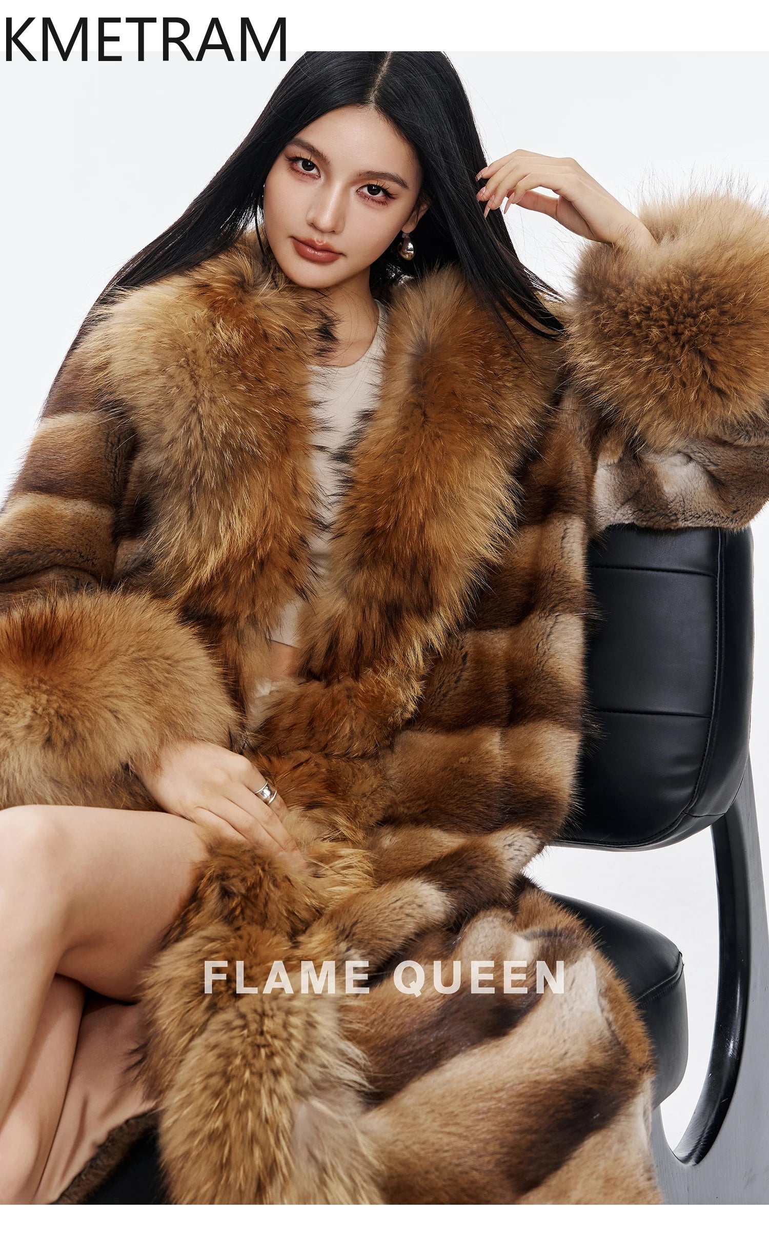 KMETRAM Natural Muskrat Fur Coat Woman Luxury Long Real Fur Jacket Raccoon Dog Fur Collar Winter Coats Women Clothing 2025 шуба