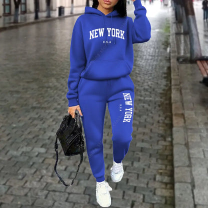NEW YORK Women's Tracksuit Autumn Winter Hoodies Trousers 2PCS Suit Sports Jogging Street High quality Clothes Women...
