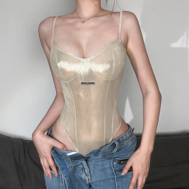 Summer New Fashion Solid Color Lingerie Sexy One-Piece Lace-Up Sleeveless Slim Fit Bodysuit Casual Streetwear Festival...