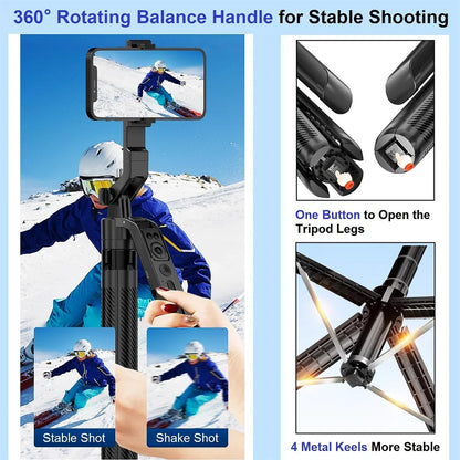 MEUYAG Selfie Stick Gimbal Stabilizer For Smartphone With Bluetooth Remote Intelligent Follow-Up Anti Shake Pan Tilt Tripod