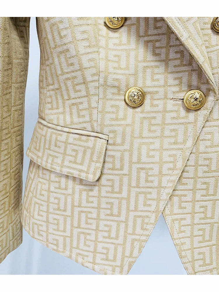 HIGH STREET Newest Fashion 2025 Runway Designer Jacket Women's Top Stitching Classic Lion Buttons Monogram Jacquard Blazer