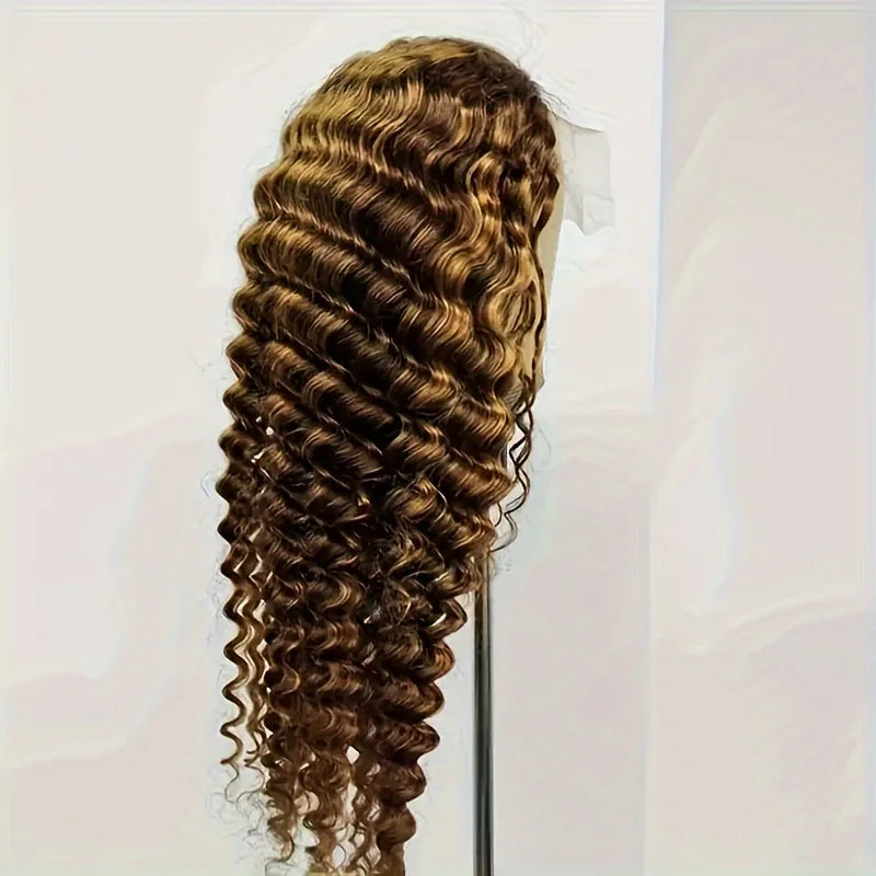 200% 13x4 Highlight Human Hair Wig Deep Wave Lace Front Wig For Women 13x4 Ombre Lace Frontal Wig Human Hair Free Part...