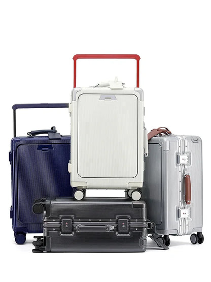 Premium PC Wide Trolley Luggage Front Opening Multi-Functional Women's 20-Inch Boarding Box and Men's 24-Inch Suitcase...