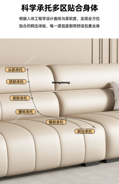 Genuine Leather Fancy Sofas Living Room Unique Lounge Floor Couches Puffs Italian Modern Divani Da Soggiorno Hotel Furniture - Kimlud