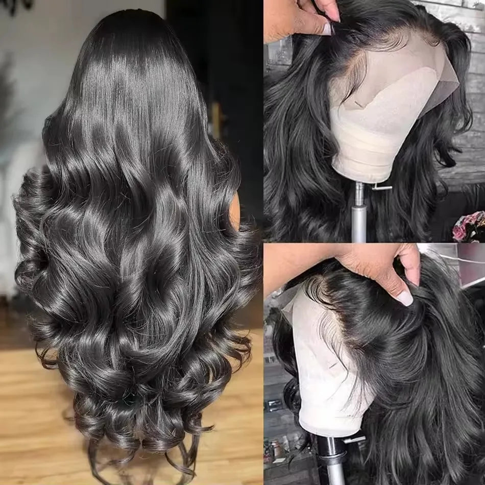 40 Inch 13X6 HD Transparent Body Wave Lace Frontal Wig Loose Wave 13x4 HD Pre Plucked Lace Front Human Hair Wig For...