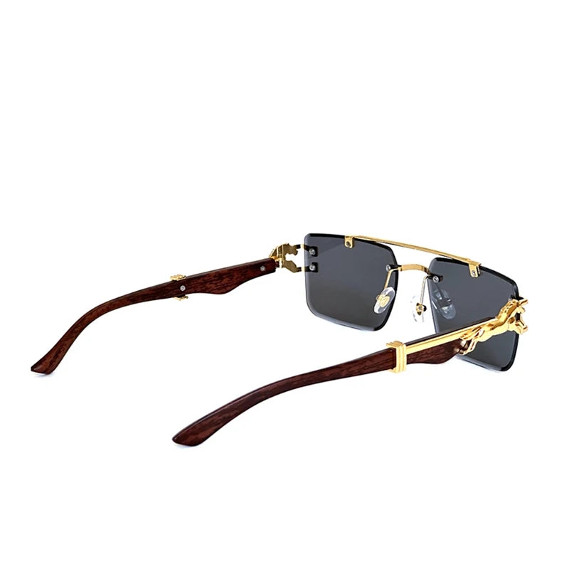 New In Sunglasses For Men Wooden Rimless Sunglasses Women Vintage Square Fashion Glasses Luxe Gafas De Sol Hombre...