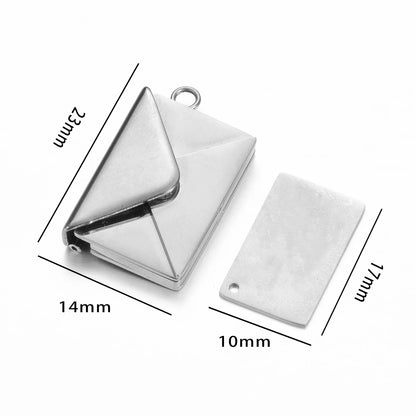 Stainless Steel Customized Letter Envelope Necklace Locket Jewelry Secret Love Note Pendant Engraved Note Photo for Women