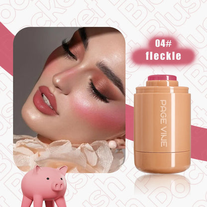 PAGE VINE Matte Blush Lips Cheeks 2-In-1 Highlighter Stick Longlasting Brightens Hydrating Natural Skin Creamy Blusher Makeup