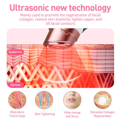 New Mini HIFU Ultrasonic Machine EMS  Microcorriente Facial Lifting Firming Skin Care Anti Wrinkle Massager
