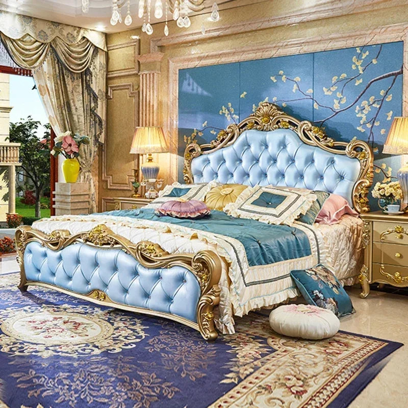 Luxury Human Bedroom Set Wooden Sleeping Letti E Mobili Nordic Furniture Large Princess Master Bedroom Set Double Villa High - Kimlud