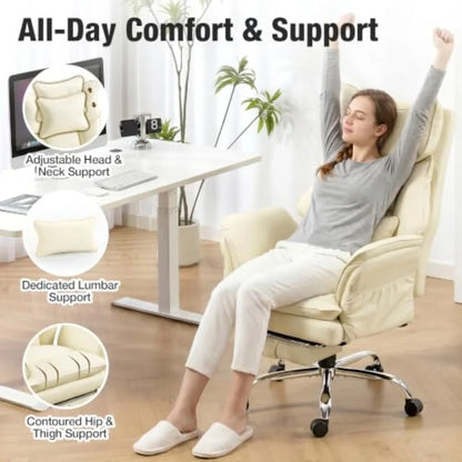 Office chair with criss cross design, PU leather material, black color, ergonomic footrest and flip-up arms for enhanced...
