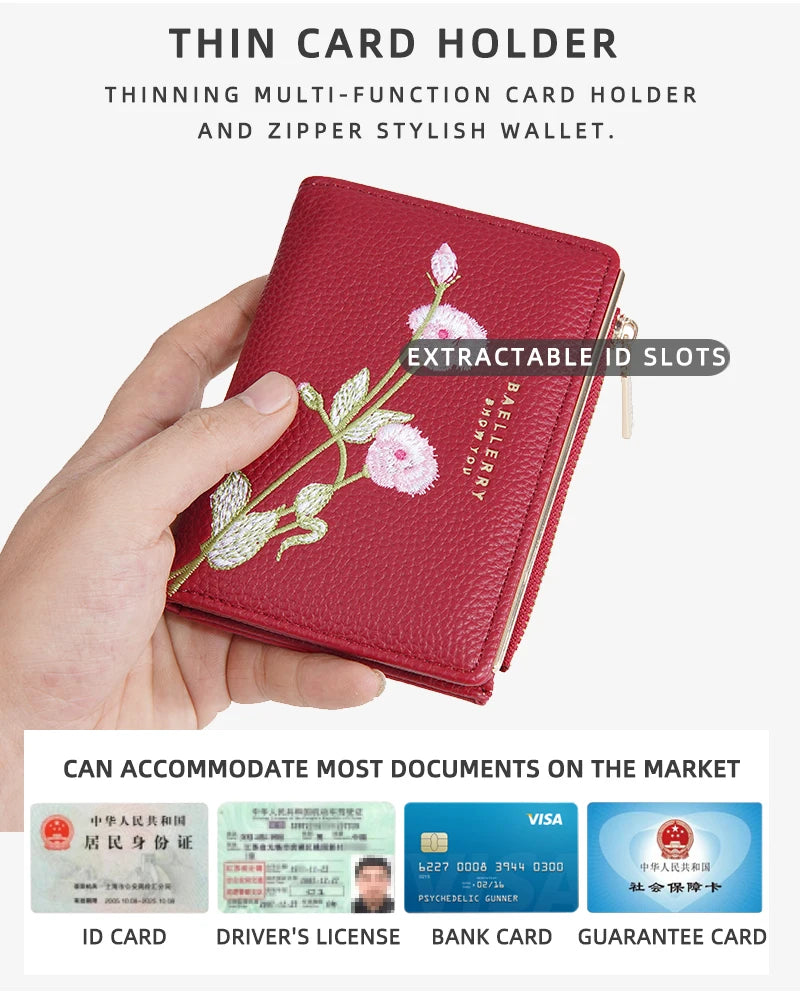 Baellerry New Short Women Wallets Simple Card Holder Zipper Female Coin Purse High Quality Slim Card Bag For Girls - Kimlud
