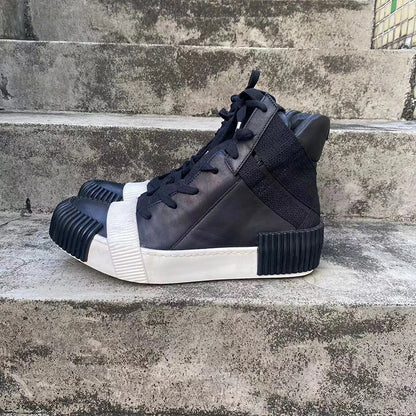 Original Design Pure Handmade BBS Customized Nappa Leather Goodyear  Patchwork High Top Luxury Retro Hip Hop Artistic Boots