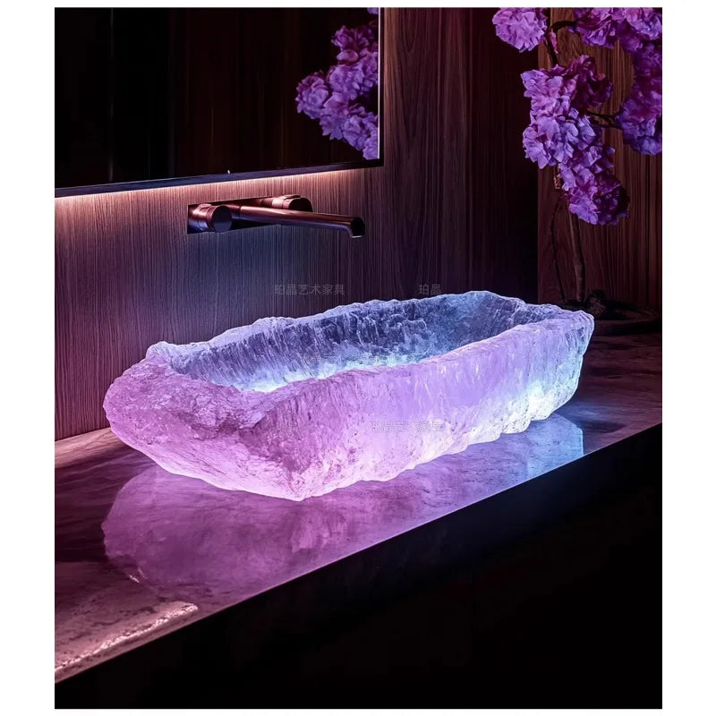 Resin dream crystal stone wash basin custom sales office model room bathroom single basin art table basin - Kimlud