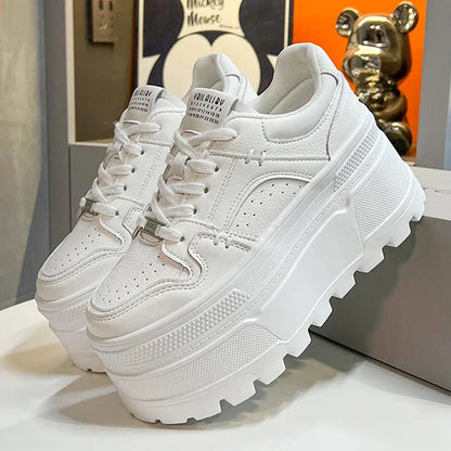 Autumn Women 8CM Platform Sneakers Comfortable Lace Up Casual Outdoor Skateboard Sneakers Female Running Sports Shoes 34-40 - Kimlud