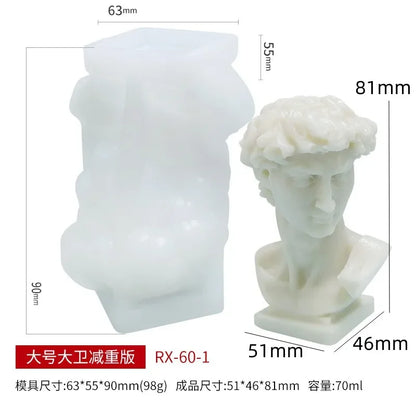 Small David Silicone Candle Mold 3D Portrait Human Candle Making Soap Clay Plaster Resin Mould Home Craft Decorative Gifts