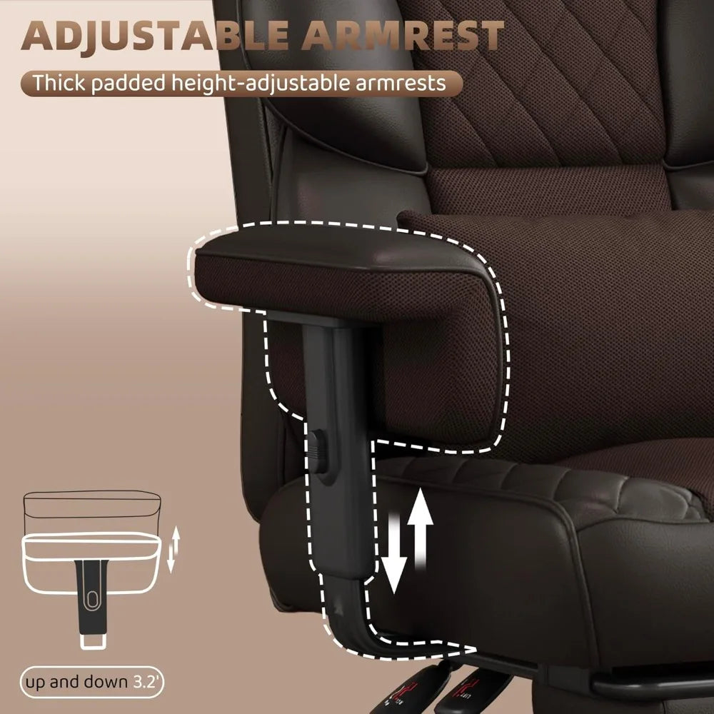 Big and Tall Office Chair, Computer Chair with Soft Adjustable Armrests, Ergonomic High Back Gaming Chair with Lumbar Support