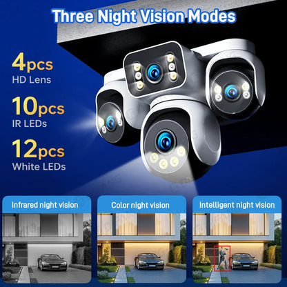 DiFang 20MP 10K 16X Zoom 4 Screens WiFi IP Camera Wireless Outdoor 4 Lens PTZ Human Auto Tracking Surveillance Cameras