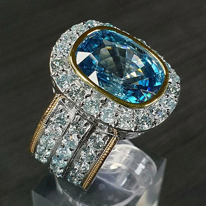 Huitan Classic Oval-shaped Women Finger Rings Gorgeous Wedding Anniversary Gift for Love Full Paved Shiny CZ Lady Luxury...