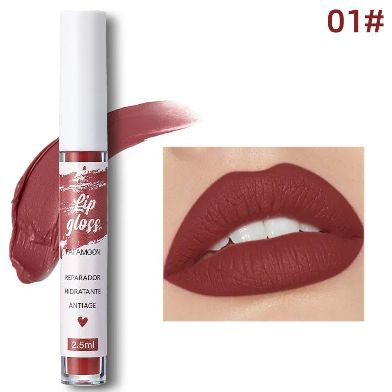 Rose Red Matte Liquid Lipstick Makeup Lip Glaze Moisturizing Waterproof Durable Lip Mud Non-stick Cup Lip Gloss Makeup...