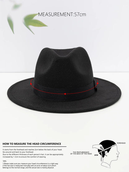 Autumn and winter men and women's new large brimmed hats, fashionable woolen jazz hats, English style top hats