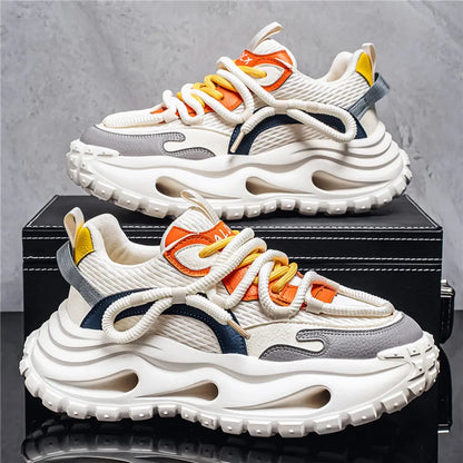 Men's Spring Retro Rascal Handsome Fashion Casual Versatile Height Increasing Thick Bottom Outdoor Sports Running Shoes