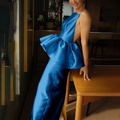 Summer Fashion Custom Made Evening Gown Vibrant Strapless Backless Sleeveless Cocktail Dress Simple Elegant Charming Dress