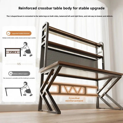 Ergonomic Gaming Desk with Built-in Bookshelf, Cable Management System | Compact Computer Desk for Small Spaces, Bedroom, Home