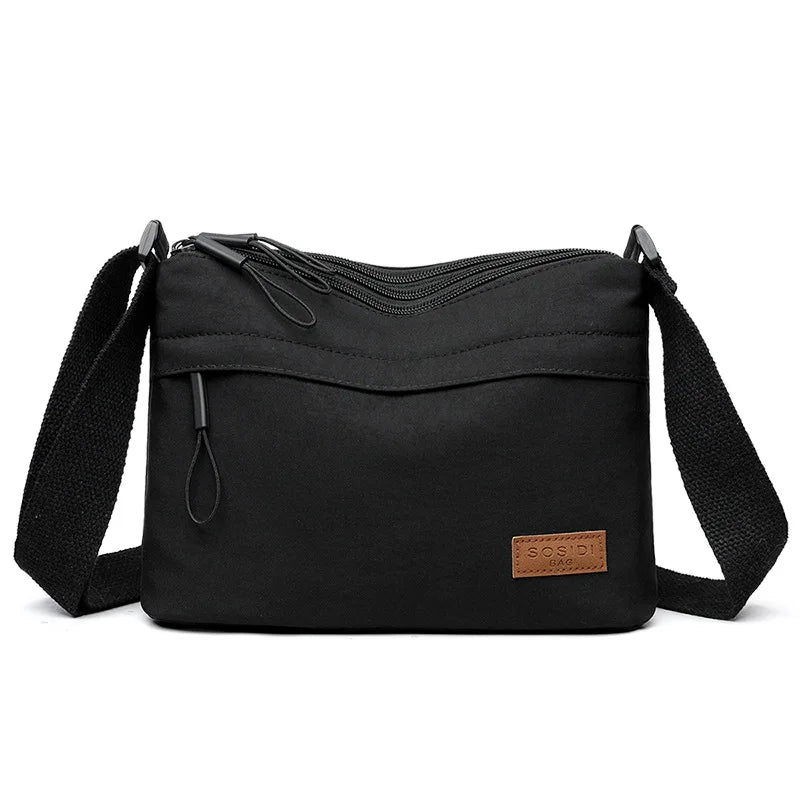 3 Main Pockets High Capacity Shoulder Crossbody Bag for Women Multi-pocket Purse Canvas Handbag Suitable for Mothers...