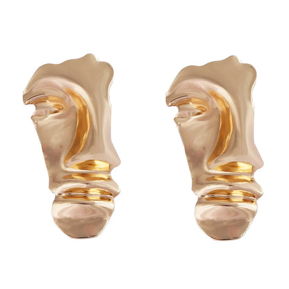 Digadagu Simple Portrait Face Stud Earrings Metal Exaggerated Earrings New Women's Daily Jewelry AccessoriesZAA