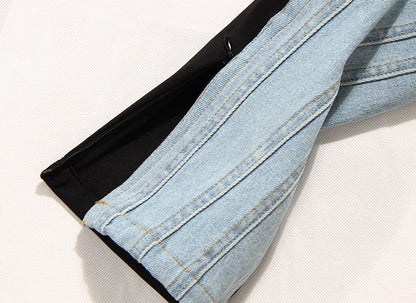 Patchwork Colorblock Women's Jeans High Waist Slim Casual Straight Denim Pencil Pants Female Fashion | Kimlud Mid Range Pants