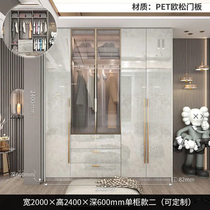 Support Storage Wardrobes Glass Door Shelves Organizers Luxury Wardrobe Bedroom Storage ClothesCupboard Armoires home Furniture - Kimlud