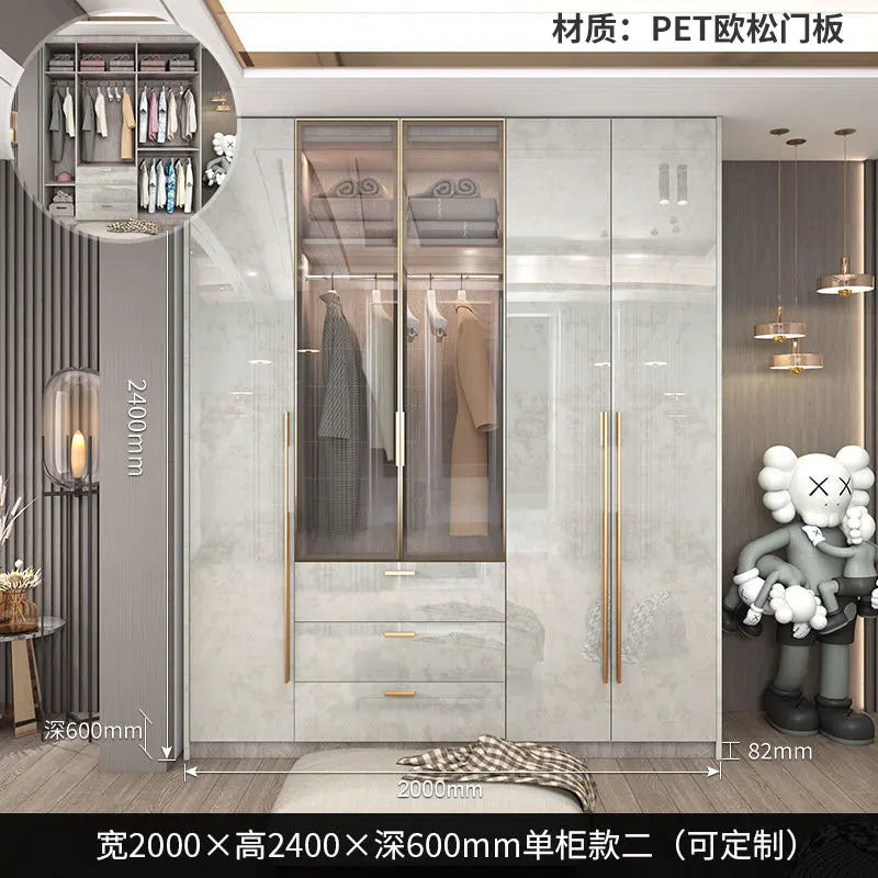 Support Storage Wardrobes Glass Door Shelves Organizers Luxury Wardrobe Bedroom Storage ClothesCupboard Armoires home Furniture - Kimlud