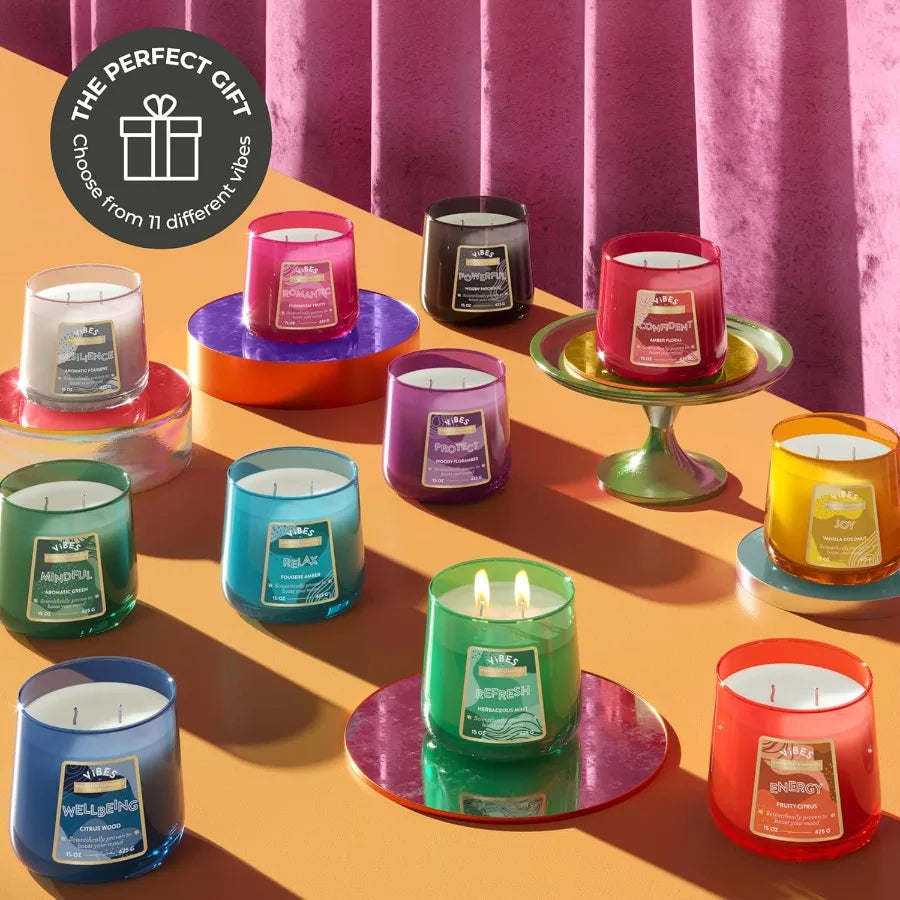 CandleLite Vibes Woody Patchouli MoodEnhancing Scented Candles 15 oz Jar for Home Ambiance Aromatherapy Relaxation HandPoured i