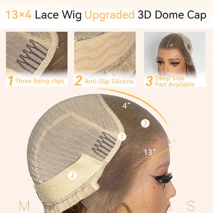 Moonlass Champagne Platinum Salon Hair Body Wave 100%Human Hair Wig 13x6Lace Front Wigs 180% Density Preplucked Transparent Lace