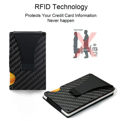Rfid Carbon Fiber Credit Card Holders Wallets Luxury Men Mini Slim Metal Cardholder Case Magic Thin Male Money Bag Smart Walet