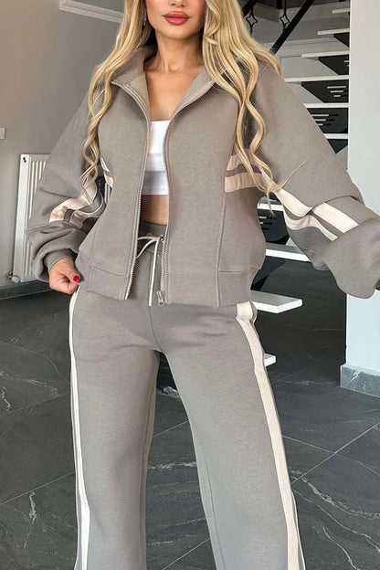 Women Two Piece Set Pants Sets Striped Jacket Matching Sets Y2k Tops Tracksuit Autumn Spring Long Pant Casual Outfit Suits 2025